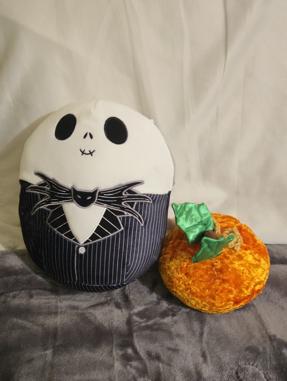 Nightmare Jack Skellington Plush Squishmallow With Soft Pumpkin - Black & White - Picture 1 of 4